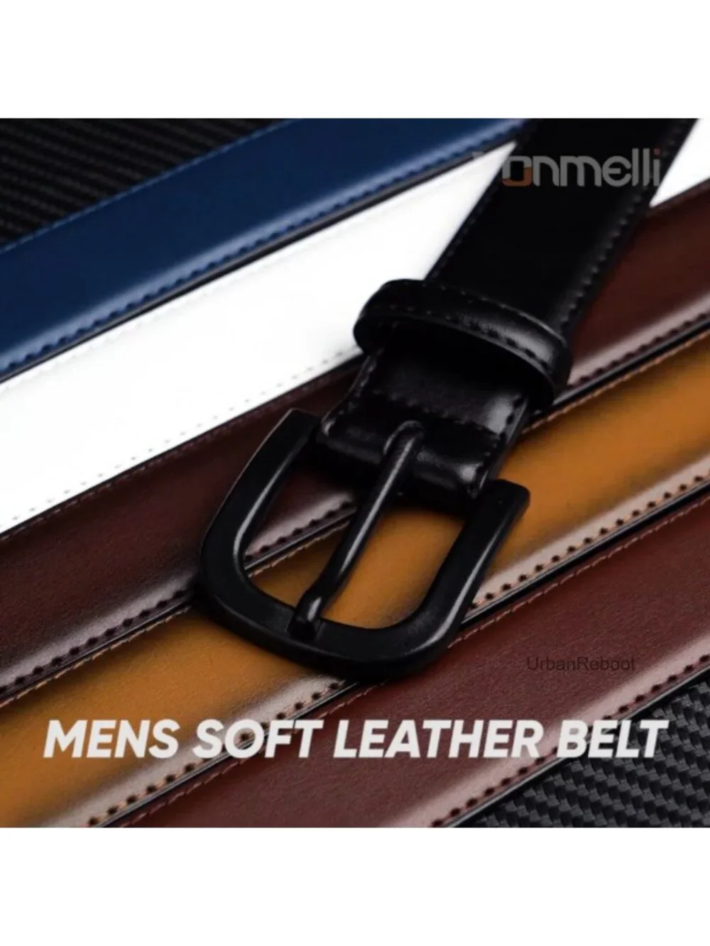 Men's Metal Free Faux Leather Belt TSA Approved Hypoallergenic Buckle